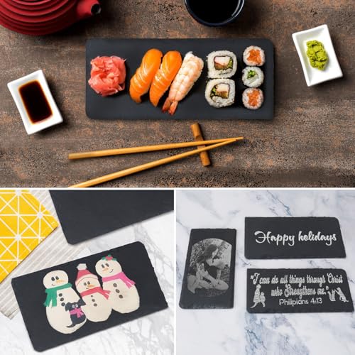 16 Pack 4 x 8 Inch Slate Cheese Boards, Black Rectangle Slate Charcuterie Boards, Natural Charcuterie Stone Plates for Parties, Gifts, and Special Events, Cheese, Sushi, Food. - size: 16 Pack 4 x 8 Inch