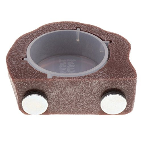 2 Pieces Magnetic Feeding Bowl Reptile Feeder for Lizard Snake Crested Gecko (Brown) - color: Brown