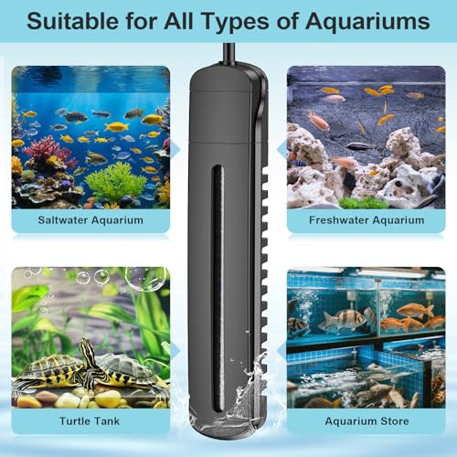 HiTauing Aquarium Heater, 100W/200W/300W/500W Fish Tank Heater with Upgraded LED Large Display, Up/Down Control Buttons and Intelligent Leaving Water Automatic Power-Off for Saltwater and Freshwater - size: 300W for 40-75 Gallon