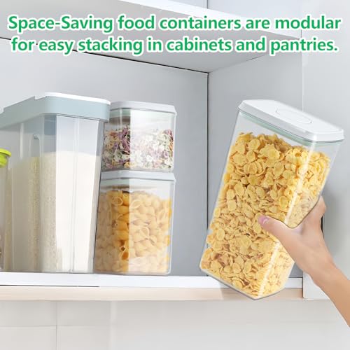 3 Pack Flour and Sugar Storage Containers with Pop-up Lid, 1.26Qt + 2.11Qt + 3.48Qt Food Storage Container for Rice, Spaghetti, Pasta, Nuts, Snack, Candy, Dog Treat, Kitchen Pantry Organization