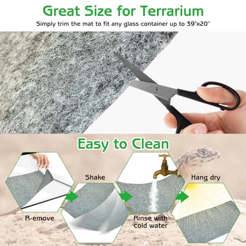 Tfwadmx Reptile Carpet, 2 Pack of Bearded Dragon Mat Terrarium Bedding Substrate Liner Reptile Mat for Snake Turtle Lizard Geckos Hermit Crabs (39'' X 20'')