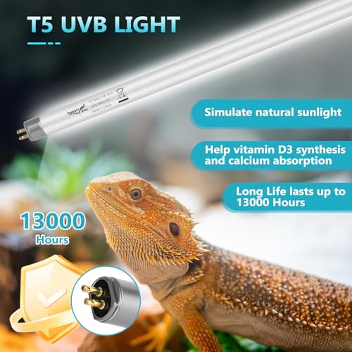 3-Pack UVB Reptile Light 10.0 Bulb 24W T5 Fluorescent Desert Lamp UVA for Bearded Dragon Tortoise Reptile & Amphibian - size: 24W-3PCS
