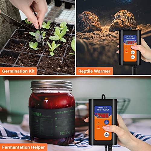 iPower Digital Heat Mat Thermostat Controller for Seed Germination, Reptiles and Brewing Breeding Incubation Greenhouse, 40-108°F, 8.3A 1000W - size: 1000W-Orange, style: 1 Pack