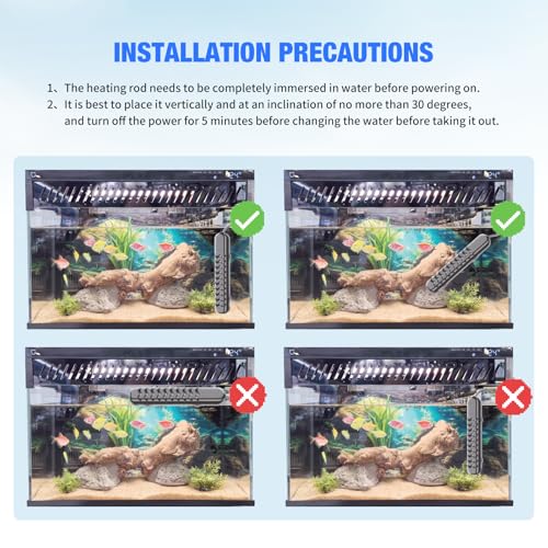 100W Submersible Fish Tank Heater for 10-20 Gallon with Auto Shut-Off When Leaving Water—Aquarium Heater, Dry-Burn & Overheat Protection, Smart LED Display for Betta Freshwater Saltwater - size: 100W
