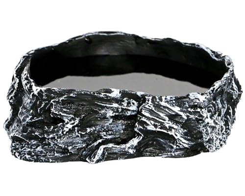 Reptile Feeding Dish Bowl,Reptile Rock Food/Water Dish for Reptiles,Amphibians,Bearded Dragon,Lizard,Frog,Gecko,Tortoise,Hermit Crab and Other Little Critters,Made from Premium Resin(Large Size)