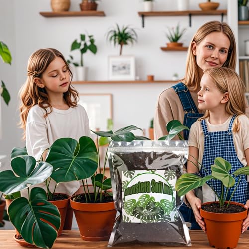 Doter Monstera Potting Soil 1qt - Premium Tropical Blend with Rapid Drainage for Growing and Repotting Monstera Deliciosa (Split-Leaf Philodendron) and Swiss Cheese Plants - size: 1qt
