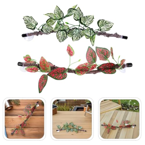 BESPORTBLE 2pcs Reptile Corner Branches with Suction Cups, Artificial Bendable Jungle Vines for Terrarium Climbing, Habitat Decor for Lizards, Snakes, Amphibians, Bearded Dragons