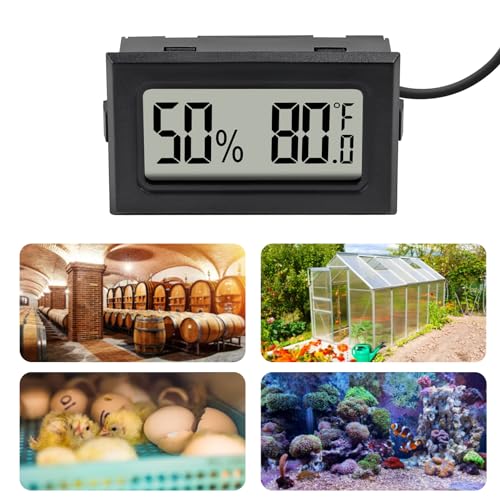 1Pcs Mini Digital Thermometer Hygrometer Gauge with Probe Sensor LCD Display Meter Indoor Temperature Humidity Fahrenheit Meter for Incubator Reptile Plant Tank Garden ℉ - size: 1 pcs