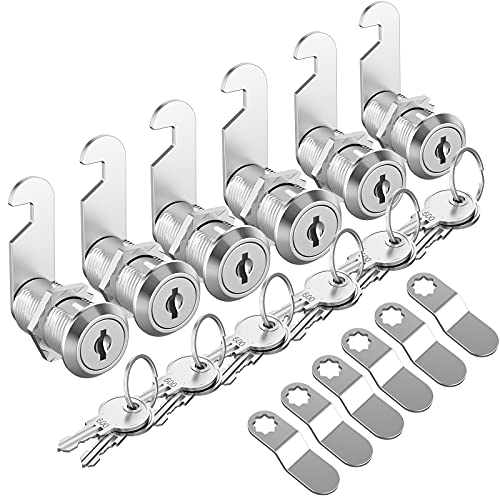 6 Pack Cabinet Locks with Keys, 1-1/8" Cam Lock Keyed Alike, Mailbox Lock Secure Drawer Tool Box RV Storage Door, Zinc Alloy - size: 6 Pack 1-1/8 Inch Silver