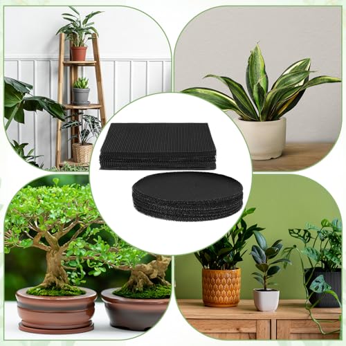 JJUNW 100Pcs Bonsai Pot Meshs Pad, 4 inch Round&Square Flower Pot Hole Mesh, Drainage Mesh Hole Screens Durable Reusable Bonsai Bottom Grid Mat Gardening Essentials