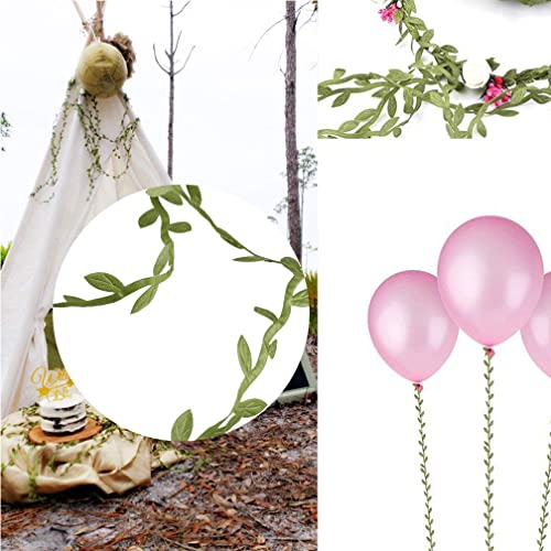 65 Ft Artificial Vines,Artificial Eucalyptus Leaf Garland Fake Hanging Plants Leaves Wreath Foliage Green Leaves Ribbon Decorative Wreath Accessory Wedding Wall Crafts Party Décor (Green-65 Ft)