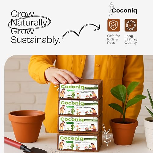 Coco Coir Block 4 Blocks (40 Pounds) - Large Compressed Coconut Fiber Brick for Potting, Gardening, Planting, Seed Starting, Indoor & Outdoor Plants - color: Block (40 lbs)