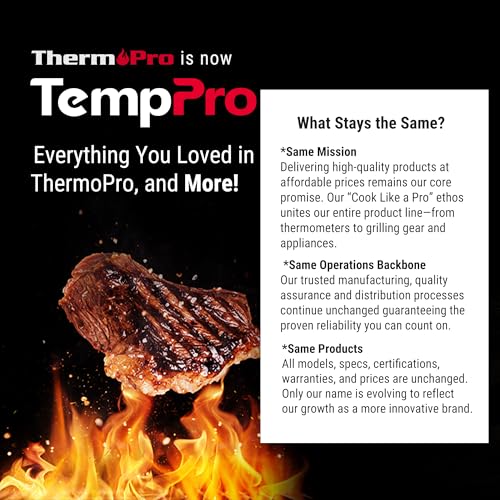 TempPro TP20 500FT Wireless Meat Thermometer with Dual Meat Probe, Digital Cooking Food Meat Thermometer Wireless for Smoker BBQ Grill Thermometer Beef Steak Turkey Thermometer (Previously ThermoPro) - color: Pitch-black