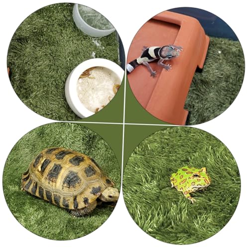 BESPORTBLE Reptile Moss Carpet for Tortoise 2pcs Artificial Grass Mats Absorbent and Moisture Retaining for Terrariums and Amphibians Green Fake Plant Decoration