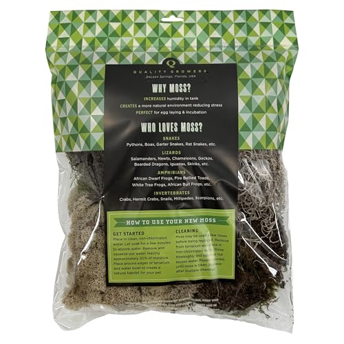 The Habitat Life - Natural Variety Pack - Mix of Reindeer, Mood, Sheet & Spanish Moss - for All Terrariums - Humidity Control - Breathable Bedding - Dye-Free & Safe - Medium - 1 Pack - size: Medium, style: Variety Pack