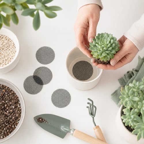200 Pcs Plant Pots Hole Mesh Pad Round Potting Mat Flower Pot Bonsai | Mesh Bonsai, Bottom Grid Mat Screen Cover Pad, Substrate Barrier Meshes, for Plant Terrarium Potting Mats, Prevent Soil Loss