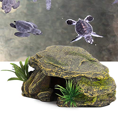 Reptile Rock Hide Cave, Reptile Hideout Cave, Small Aquarium Habitat Decor Rock Tortoise Hideout for Lizards, Turtles, Reptiles, Amphibians, Fish, Resin Rock Hides Habitat Decor