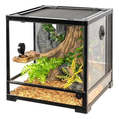 2 in 1 Reptile Feeding Ledge & Turtle Basking Platform, Resin Suction Cup Feeder with 4PCS Cups, Terrarium Water Bowl Food Dish - Tank Accessories for Crested Gecko Lizards & Aquatic Turtles