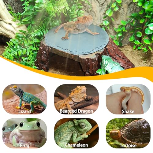 Bearded Dragon Basking Platform,Reptile Hide Cave with Heat Storage Slate Rock,Leopard Gecko Climing Decor Tank Accessories for Turtle,Ball Pythons,Lizard,Snake,7.7×4.7×2 inch