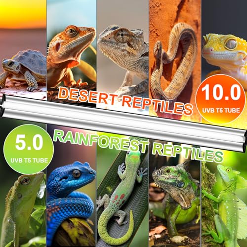 39W T5 10.0 UVB Reptile Light Fixture – 34” Linear UVA/UVB Lamp with High Output for Bearded Dragons, Tortoises & Lizards, Perfect for Desert & Tropical Terrariums - size: 39W-34 Inch-T5 Fixture