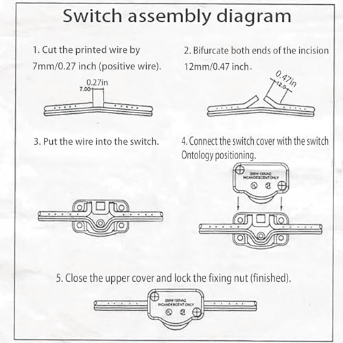 Hi-Low Dimmer Switch ZZLZX SPT-2 High to Low Inline Brightness Control Switch for 18/2 Lamp Cord, Black