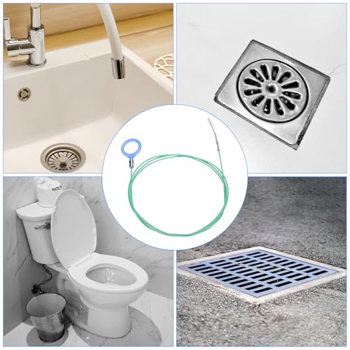 HARFINGTON 3pcs Flexible Drain Clog Remover Tool 0.08" Dia. 79" Sink Sewer Hair Drain Cleaner Tool Sink Unclogger for Kitchen Toilet Bathtub Sewer - size: 79"
