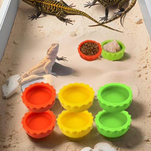 Meow&Woof 8 Pcs Reusable Silicone Reptile Feeding Cups – Bearded Dragon Water Bowl & Crested Gecko Food Dish, Habitat Tank Starter Kit Accessories for Turtle, Snake, Hermit Crab - color: 8pcs