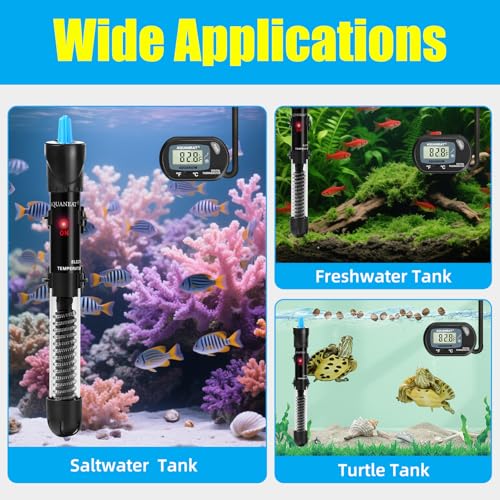 AQUANEAT Aquarium Heater, 25W Fish Tank Heater, Adjustable Submersible Water Thermostat with Digital Thermometer - size: 25W