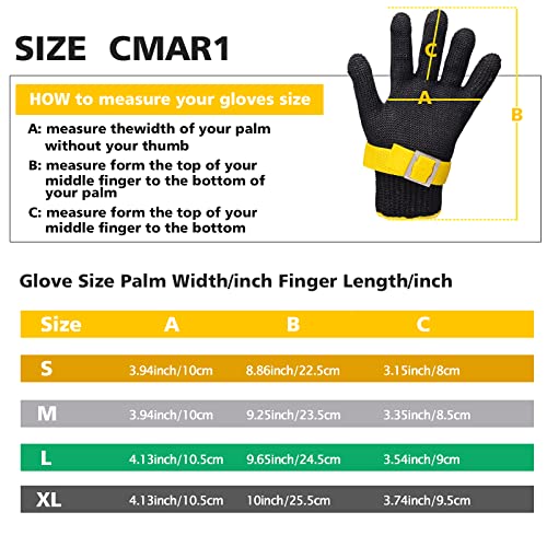 Schwer ANSI A9 Cut Resistant Glove, Food Grade Stainless Steel wire Mesh Metal Gloves, Knife Cutting Gloves for kitchen Mandoline Slicing Butcher Meat Cutting Oyster Shucking Fish Fillet(L, 1 PCS) - size: Large (Pack of 1), style: 3.0 Black Steel Wire+hpp
