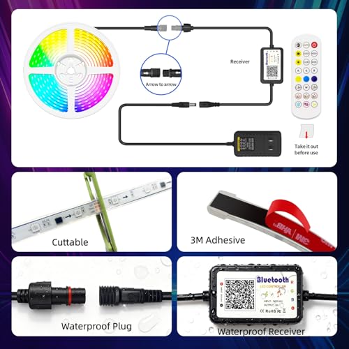 12V RGB+IC Dream Color Chasing Aquarium LED Strip Lights, 10.5FT APP & Remote Control IP68 Fully Waterproof Fish Tank Led Strip Light for RV, Marine, Deck Patio, Pool, Pond, Balcony - size: 10.5FT
