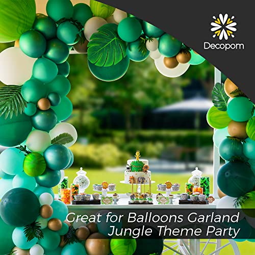 Decopom Artificial Palm Leaves 60-108 Pack - 6 Kinds Large Small Green Fake Palm Leaf with Stems for Safari Jungle Hawaiian Luau Party Table Decoration Wedding Birthday - style: 60 Pack