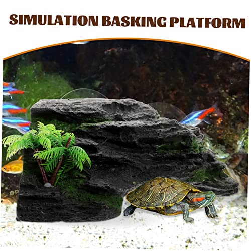 Turtle Basking Platform Large Simulation Rock Decoration for Aquatic Reptiles Climbing Steps for Turtles Frogs and Lizards Aquariums and Terrariums