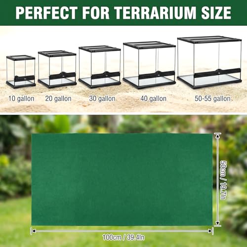 MAQIHAN Reptile Carpet 40 Gallon - 39 x 20 Inch Reptile Mat Reptile Tank Accessories Terrarium Liner for Bearded Dragon Snake Lizard Gecko Tortoise Habitat, Cut to Fit Substrate Liner