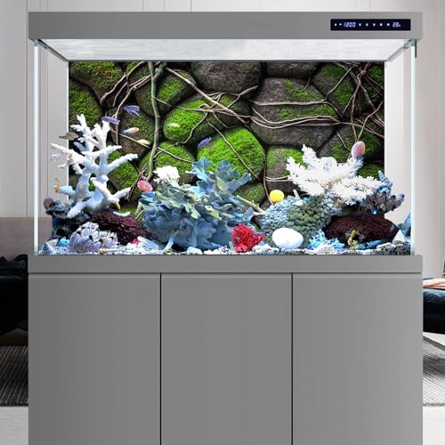 AWERT 36x24 inches Stone Aquarium Background Rock Fish Tank Background Rocky Terrarium Background Vinyl - size: 36x24in/90x60cm