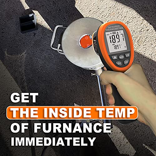 High Temperature Infrared Thermometer, AIOMEST Digital IR Pyrometer 30:1 Measure Temp -58~2732℉, Dual Laser Industrial Termómetro Handheld AI-1500 for HVAC Kilning Casting Pottery Forge - color: Orange
