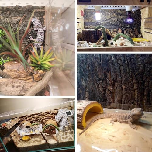 kathson 10PCS Cork Tile Background Bark 7.9”Lx7.9”W Reptile Tank Background Terrarium Backdrop Wall Decor Natural Reptile Climbing Mat for Spider Gecko Lizard Chameleon Bearded Dragon Turtle Snake