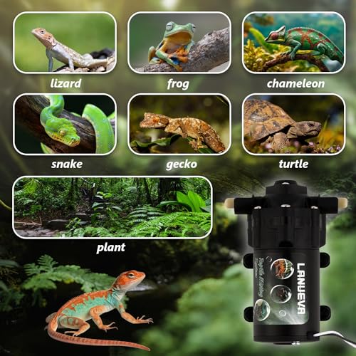 LANUEVA Reptile Humidifier, Quieter Mister Fogger for Terrarium with 4 Single Misting Nozzle + 2 Double Misting Nozzle, Automatic Spray System for Chameleon, Lizard, Snake, Frog (with Outlet Timer) - size: Pump with Outlet Timer
