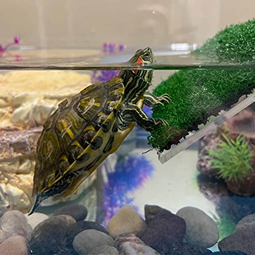 DoubleWood Lawn Turtle Basking Platform Turtle Resting Basking Platform, Simulation Grass Turtle Ramp for Turtle Tank, for Small Reptile Frog Terrapin (Small) - size: Small