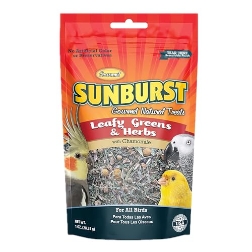 Higgins 6 Pack of Sunburst Leafy Greens & Herbs Gourmet Treats for All Birds, 1 Ounce Per Pack