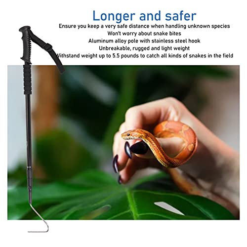 AYNEFY Retractable Snake Hook, Stainless Steel Extensible Snake Catcher Capture Hook Adjustable Reinforced Lightweight Reptile Grabber Snake Catcher with Handle Professional Reptile