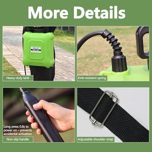 Upgraded 2-Gallon Battery Sprayer Used for Fertilizer, Pesticides, Weeds & Pests, – USB Charging, 6 Nozzles, 2 Speeds, Retractable Wand, Adjustable Shoulder Strap (Green) - color: Green