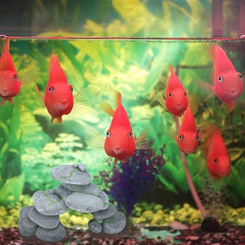 IBWell Resin Reptile Hides Pebble Shrimp Hides for Aquarium Tank Terrarium Reptile Rock Hide Fish Tank Caves and Hides Reptile Hideouts for Lizard Snake Gecko - color: Rocks grey