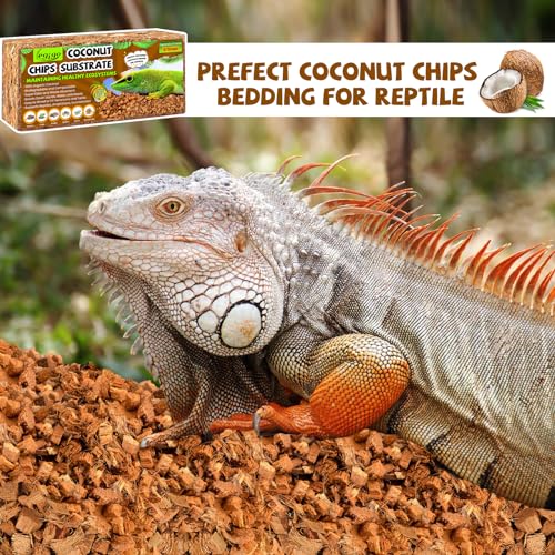 Legigo 2 Pack Coconut Chip Substrate for Reptiles, Natural Coco Husk Chip Reptiles Bedding, Compressed Coconut Chip Substrate for Snake, Tortoise, Ball Python, Gecko, Lizard Terrarium Tanks - color: 2 Pack
