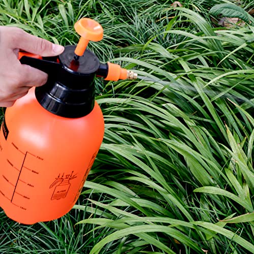 68oz Garden Pump Sprayer, 2L Hand Pressure Sprayer Bottle, 0.5 Gal Lawn Adjustable Sprayer for Plant Mister Spraying Weeds Home Cleaning Watering (Orange) - color: Orange