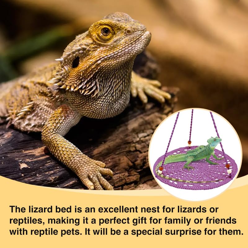 Reptile Hammock, Reptile Hammock Swing Hanging Bed for Bearded Dragon Lizard Snake Gecko Chameleon Parrot Hamster Small Pets (9.8"*17.7" Purple) - color: Purple