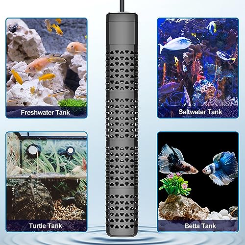 HiTauing Aquarium Heater, Upgraded 300W/500W Fish Tank Heater with Intelligent Leaving Water Automatically Stop Heating and Advanced Temperature Control System, Suitable for Saltwater and Freshwater - size: 300W for 40-75 Gallon