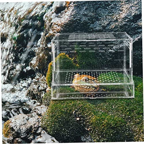 POPETPOP Acrylic Feeding and Hatching Container for Reptiles and Insects Portable Case Lid for Spiders Geckos and Crickets Breeding Habitat for Pet Observation