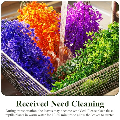 Suncalla 8 Pack Reptile Plants Terrarium Hanging Plant Vine Boston Climbing Terrarium Plant with Suction Cup for Bearded Dragons Lizard Crested Gecko Snake Crab Tank(Multicolor Series,4 Colors) - style: Multicolor Series