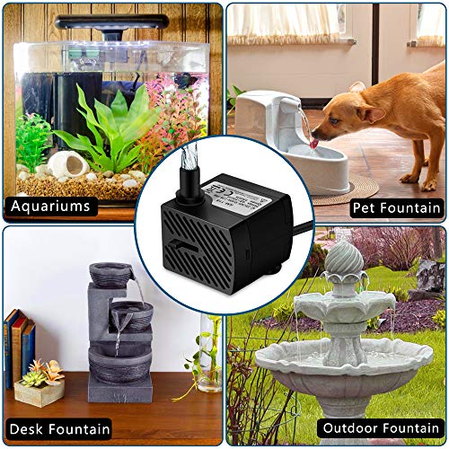 DOMICA 3W 50GPH Mini Submersible Water Pump, Small Fountain Pump for Pond, Aquariums, Fish Tank, Tabletop Fountain, Pet Fountain, Indoor or Outdoor Fountain (AC Powered)