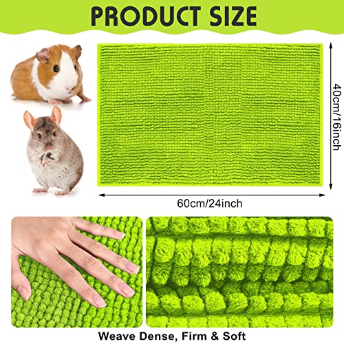 Amylove 4 Pcs Guinea Pig Cage Liner 16 x 24 Inch Washable Chenille Pee Pads Pet Dog Cat Bedding Training Mat Reusable for Small Animals Puppy Bunny Hamster Chinchilla - color: Green, size: 16 x 24 Inch, style: Low Pile Chenille